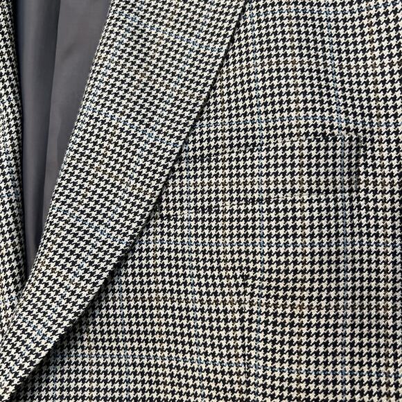 Ralph Ralph Lauren Blazer Sport Coat Mens‎ 44L Black Cream Blue Houndstooth Silk - Picture 6 of 12